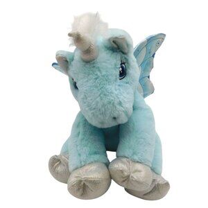 The Bear Factory Blue Unicorn Pegasus Plush 2001 11" Stuffed Animal